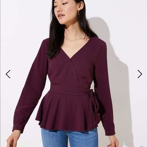 LOFT Wrap blouse peplum Large